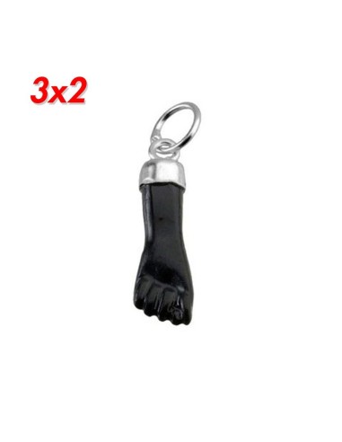 Colgante Plata, Puño Negro Azabache Sintético