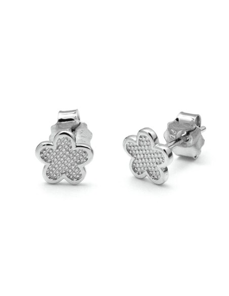 Pendientes Flor con Textura en Plata