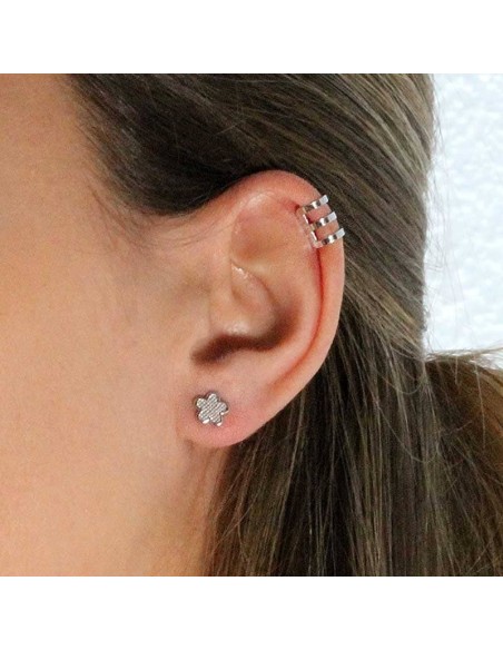 Pendientes Flor con Textura en Plata