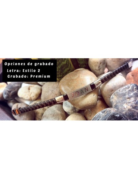 Pulsera Esclava de Polipiel y Acero Negra y Marrón para Hombre