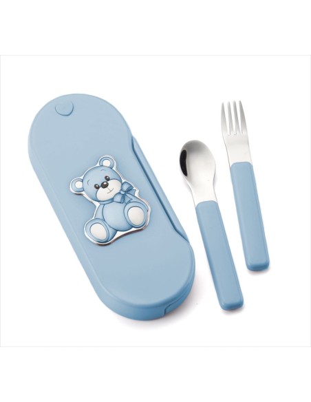 Set Cubiertos, Estuche Azul Oso