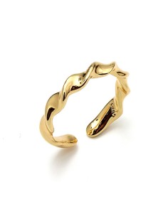 Anillo Olas De Mar De Plata De Ley Chapado En Oro 18K