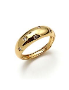 Anillo Estrellas De Luz De Plata De Ley Chapado En Oro 18K