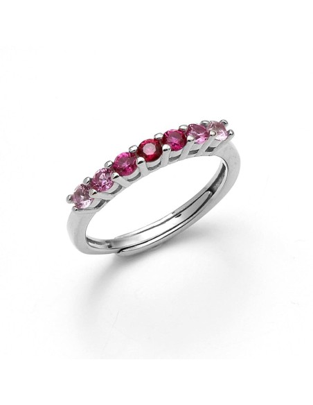 Anillo Duquesa Cristales Rosas De Plata De Primera Ley