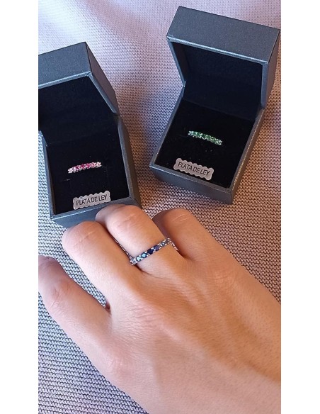 Anillo Duquesa Cristales Rosas De Plata De Primera Ley