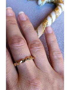 Anillo Olas De Mar De Plata De Ley Chapado En Oro 18K 2