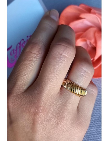 Anillo Espiral De Plata De Ley Chapado En Oro 18 Kilates