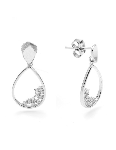 Pendientes Lágrima Blanca De Plata De Primera Ley