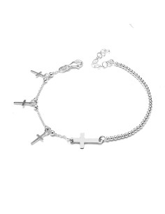 Pulsera Cruces De Plata De Primera Ley