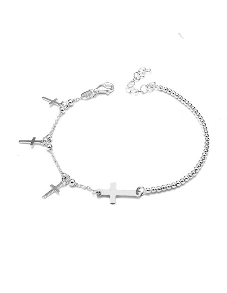 Pulsera Cruces De Plata De Primera Ley