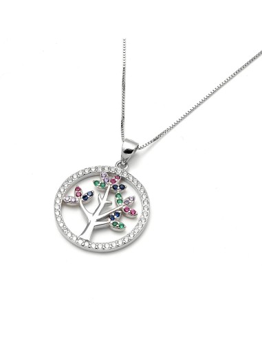Conjunto Árbol De La Vida De Colores De Plata De Primera Ley