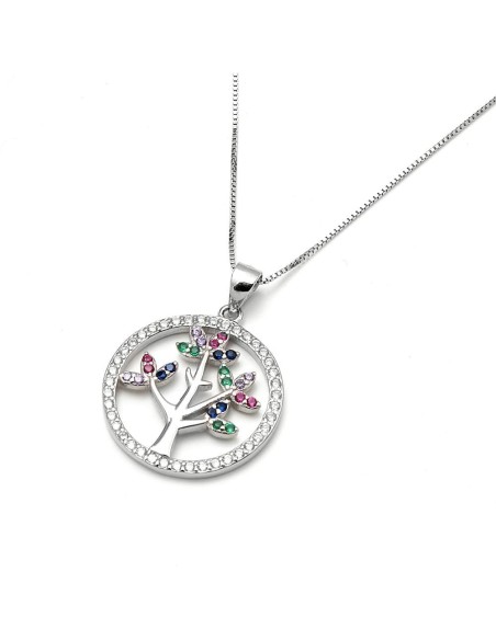 Conjunto Árbol De La Vida De Colores De Plata De Primera Ley
