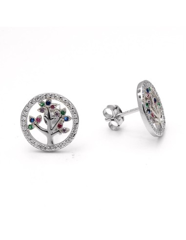 Conjunto Árbol De La Vida De Colores De Plata De Primera Ley