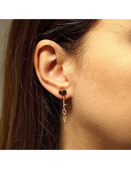 Pendientes Love De Plata De Ley Chapados En Oro 18 Kilates