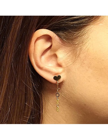 Pendientes Love De Plata De Ley Chapados En Oro 18 Kilates