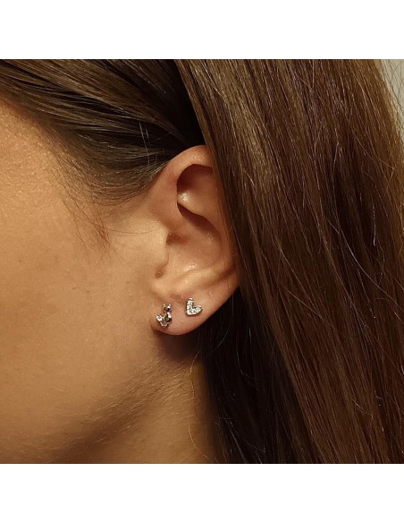 Pendientes Corazón Con Circonitas De Plata De Primera Ley