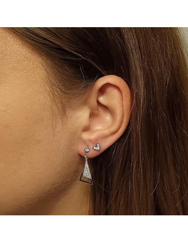 Pendientes Corazón Con Circonitas De Plata De Primera Ley