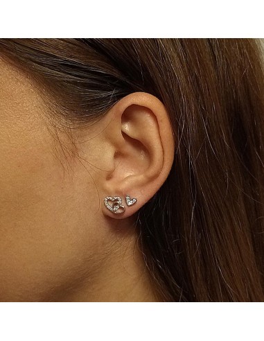 Pendientes Corazón Con Circonitas De Plata De Primera Ley
