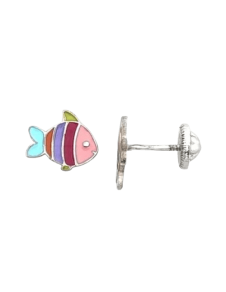 Pendientes pez fantasía de plata  de Ley - Joyería Taffeit