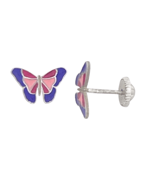 Pendientes mariposa de colores en plata de Ley - Joyería Taffeit