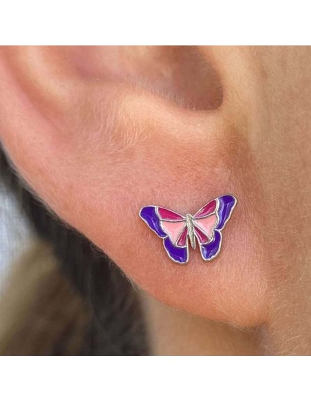 Pendientes mariposa de colores en plata de Ley - Joyería Taffeit