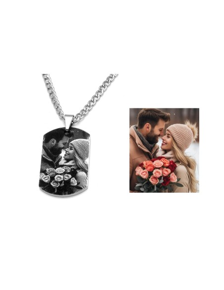 Colgante con fotografía personalizada en acero 19x30 - Joyeria Taffeit