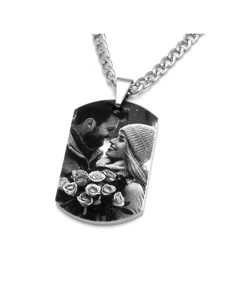 Colgante chapa militar con fotografía en acero 24x40 - Joyeria Taffeit