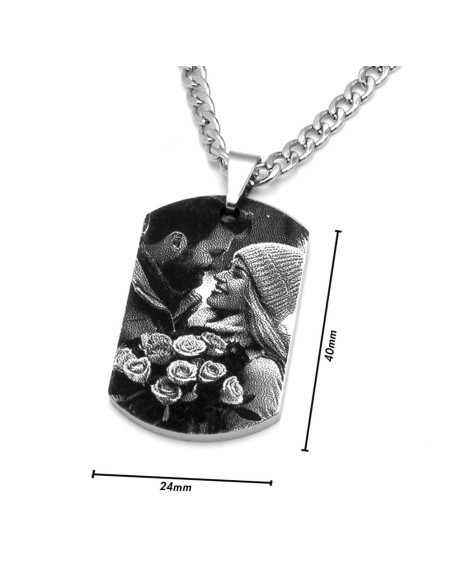Colgante chapa militar con fotografía en acero 24x40 - Joyeria Taffeit