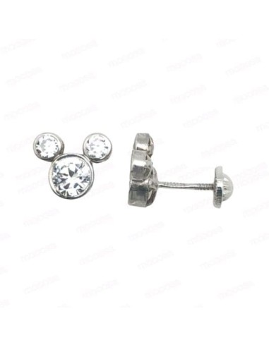 Pendientes Ratón Con Circonitas De Plata Primera Ley - Joyería Taffeit