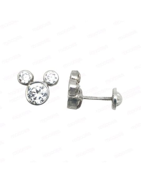 Pendientes Ratón Con Circonitas De Plata Primera Ley - Joyería Taffeit