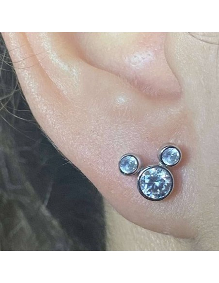 Pendientes Ratón Con Circonitas De Plata Primera Ley - Joyería Taffeit