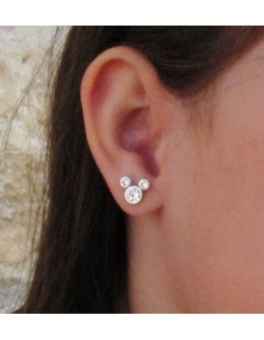Pendientes Ratón Con Circonitas De Plata Primera Ley - Joyería Taffeit
