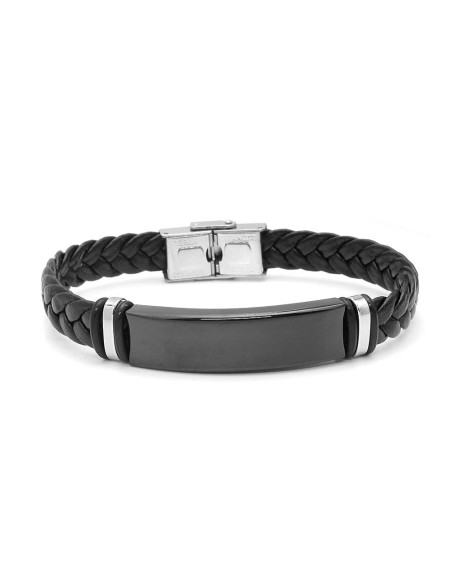 Pulsera Trenzada Basic con Chapa Negra  - Taffeit
