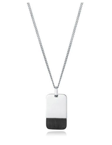 Collar Placa De Acero Con Detalle En Negro Viceroy - Joyería Taffeit