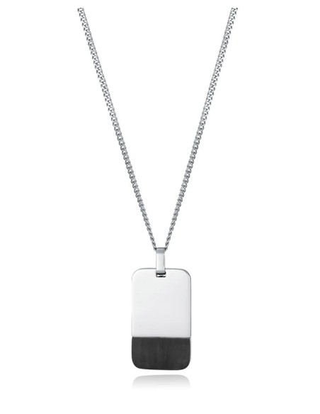 Collar Placa De Acero Con Detalle En Negro Viceroy - Joyería Taffeit
