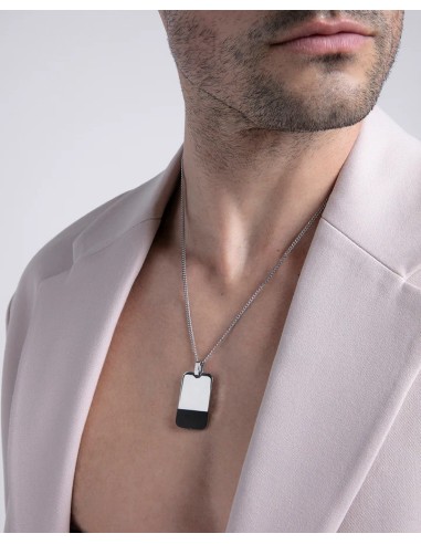 Collar Placa De Acero Con Detalle En Negro Viceroy - Joyería Taffeit