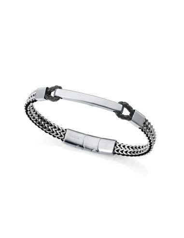 Pulsera Trenzada De Acero Y Piel Negra Viceroy - Joyería Taffeit