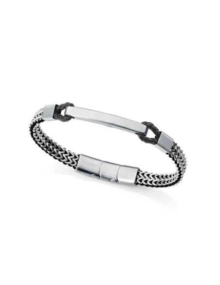 Pulsera Trenzada De Acero Y Piel Negra Viceroy - Joyería Taffeit