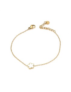 Pulsera flor de acero inoxidable chapado en oro - Joyería Taffeit