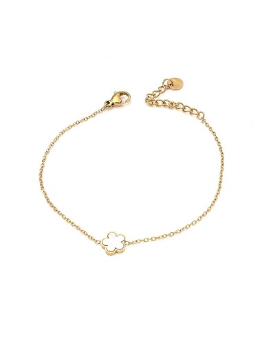Pulsera flor de acero inoxidable chapado en oro - Joyería Taffeit