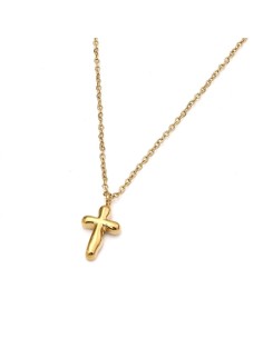 Cruz pequeña mujer de acero chapado en oro - Joyería Taffeit